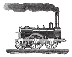 Vintage engraving of a high-speed locomotive © EnginKorkmaz