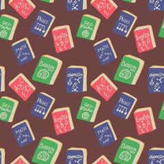 Seamless pattern with science book in cartoon style.