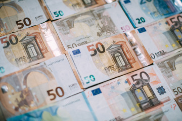Euro money. Banknotes background for design. 