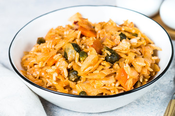 Cabbage stew with rice and vegetables.