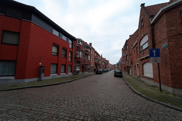 Bruges center in calm winter day. Nobody around