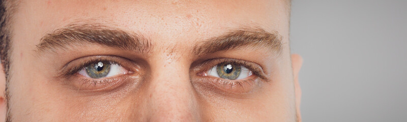 super macro close-up shot of beautiful human eyes 