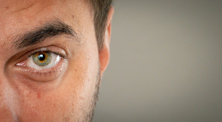 super macro close-up shot of beautiful human eyes 