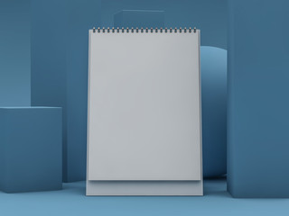 Empty vertical desk calendar. Mockup design concept. 3D
