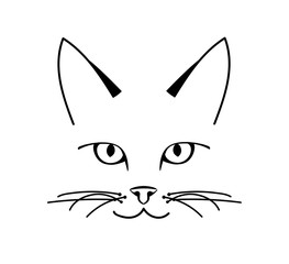 Vector cute cat face design on white background, Vector illustration. Pet