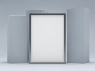 White blank photo vertical frame mockup over background. 3D