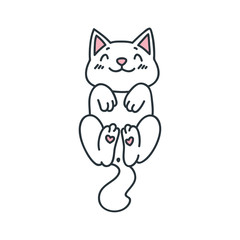  Kawaii illustration of a happy kitten isoladed on white background. Vector 8 EPS.