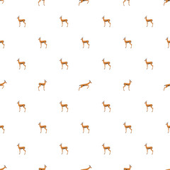 Vector seamless pattern with Thomson's gazelles on white background.