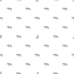 Vector seamless pattern with wolves on white background.