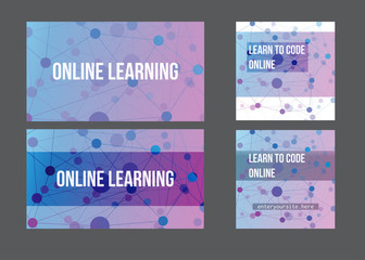 Vector social media web banners for courses online learning, E-learning, Smart idea website and mobile app templates. Modern abstract style design background.
