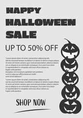 Halloween Sale special offer banner for holiday shopping, Promotion template design. Vector illustration.