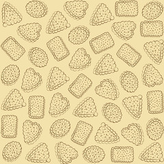  Curly biscuits. Texture. Dessert. Contour image of curly cookies. Element for design. Vector illustration.