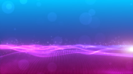Abstract digital particles wave flow. Technology background concept