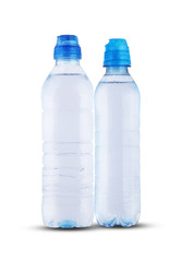two plastic bottles with mineral water