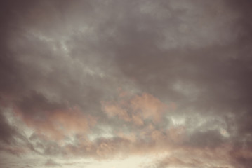 Abstract background of dramatic sky with dark gray clouds and rain clouds