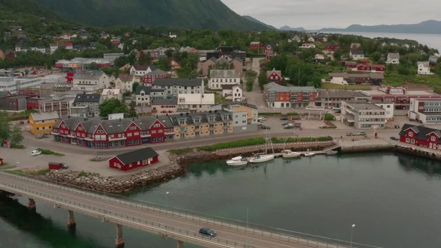 Stokmarknes aerial view. Norway. Lofoten islands