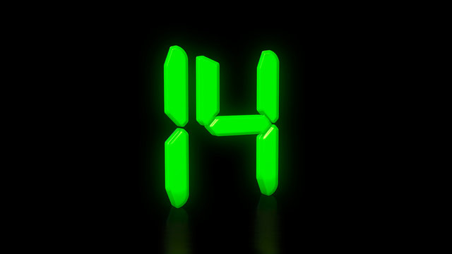 Green LED 14 on black background with reflection