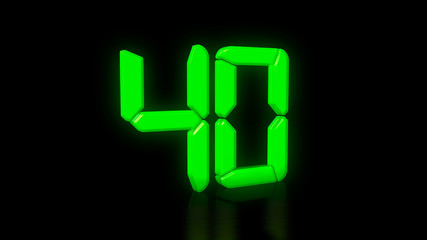 Green LED 40 on black background with reflection