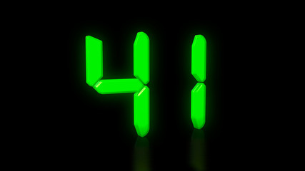 Green LED 41 on black background with reflection