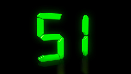 Green LED 51 on black background with reflection
