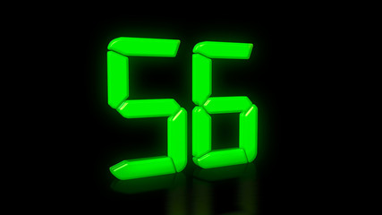 Green LED 56 on black background with reflection