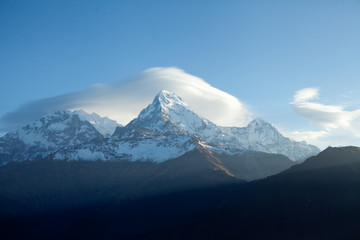 Fototapeta na wymiar Annapurna Peak in the Himalaya range, Annapurna region, Nepal