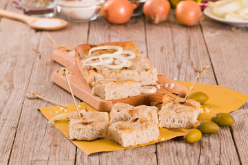 Fototapeta premium Genoese focaccia flatbread.