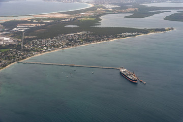 airview of Caltex shipping refuelling site sydney australia