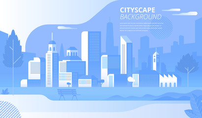 Obraz premium Modern cityscape flat banner vector template