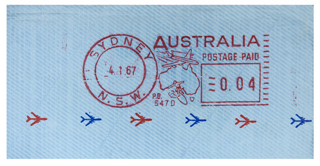 Luftpost airmail Australien Australia Stempel Porto Sydney Flugzeug 1967 Surfer Marke Umschlag...