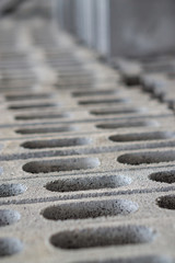 Close-up Top view of Gray Brick Wall for Construction.
