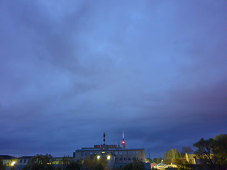 Plant at night. The industrial factory is open at night.