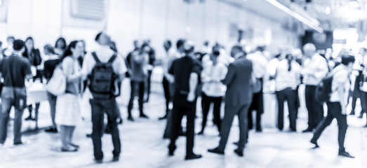 Blured image of businesspeople at coffee break at conference meeting. Business and...