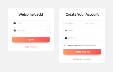 Log in, sign up web forms
