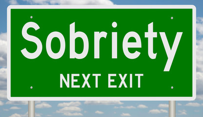 Rendering of a green road sign Sobriety