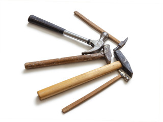 Old hammers of different shapes