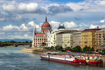 Budapest, Hungary - Danube River and the Parliament Buiding in the Historic Old Town of Budapest (UNESCO World Heritage)