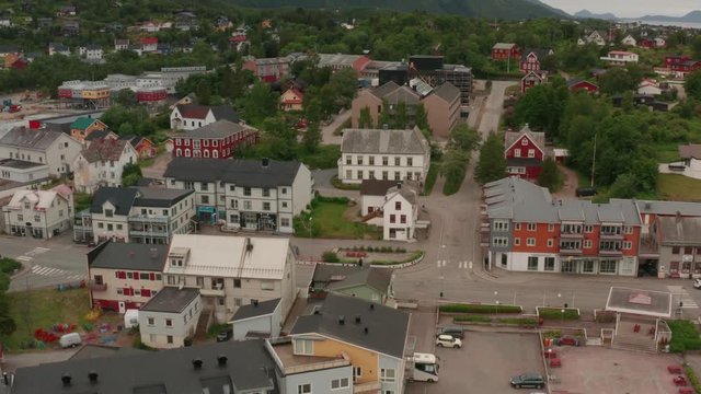 Stokmarknes aerial view. Norway. Lofoten islands