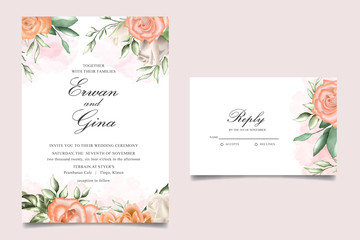 Watercolor Floral wedding invitation template card design