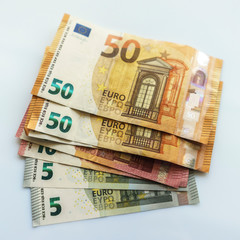Closeup Euro Money Banknotes