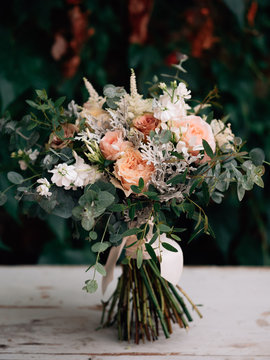 Vintage wedding flower. Bridal bouquet.