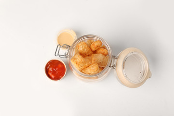 Fototapeta na wymiar crackers white background krecek indonesian food