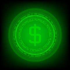 Green digital money symbol background