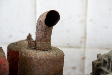 Close-up from Exhaust of old water pump.