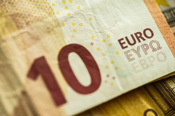 Closeup Euro Money Banknotes