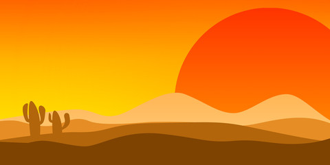 Landscape with desert and cactus © tang90246