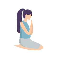 Vector illustration. Woman praying. Hands folded in prayer. Prayer to God. Christianity. Religion
