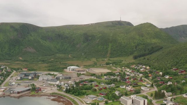 Stokmarknes aerial view. Norway. Lofoten islands