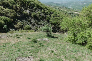 Fototapeta na wymiar Hiking pathway- journey through roads, mystical nature