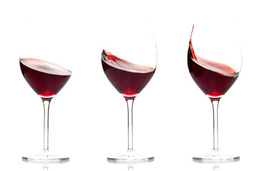 Red wine  splash in  glass